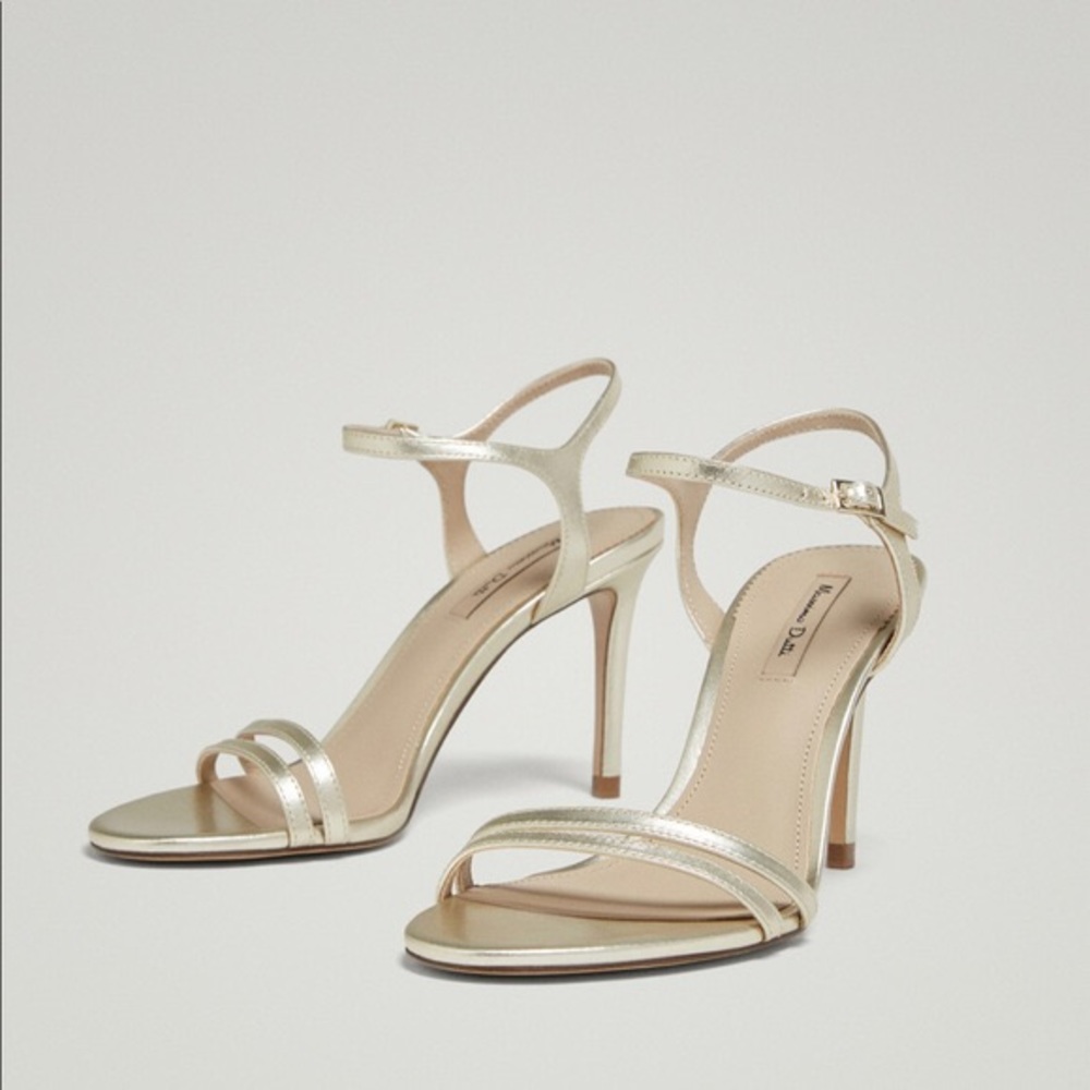 GOLD LEATHER HIGH-HEEL SANDALS